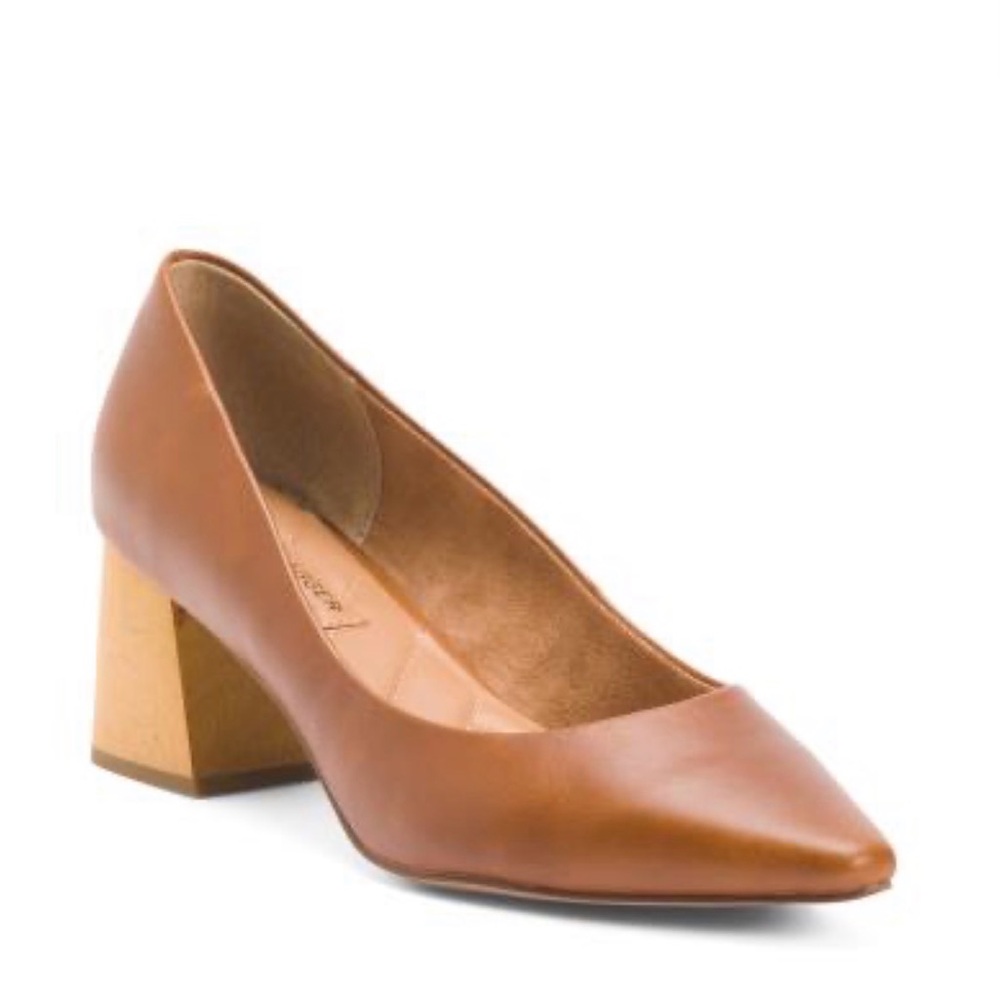Kelsi Dagger Chestnut Brown Leather Block Heel Pump